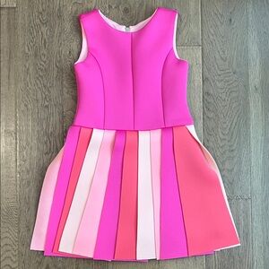 Zoe Ltd Vibrant Pink and Cream Kids 7 Dress